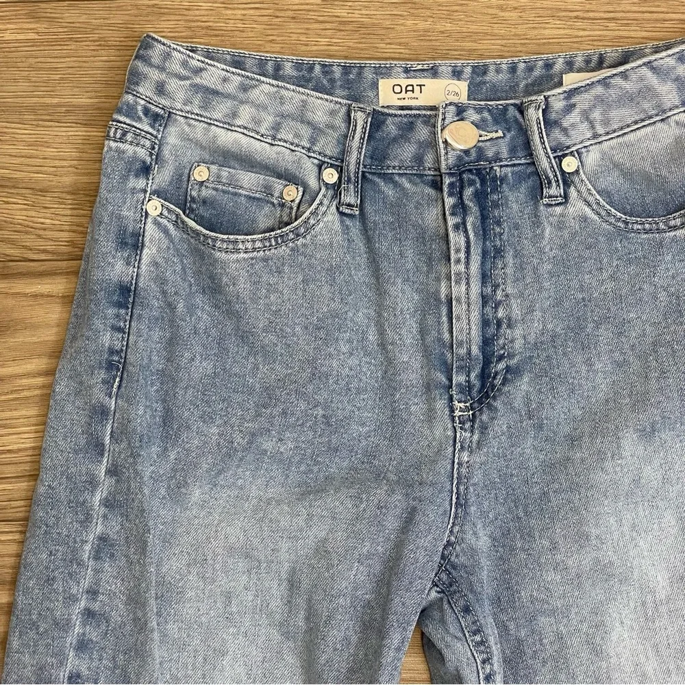 OAT New York High Rise Wide Leg Light Wash Cloud Luxe Denim Jeans - Picture 3 of 12